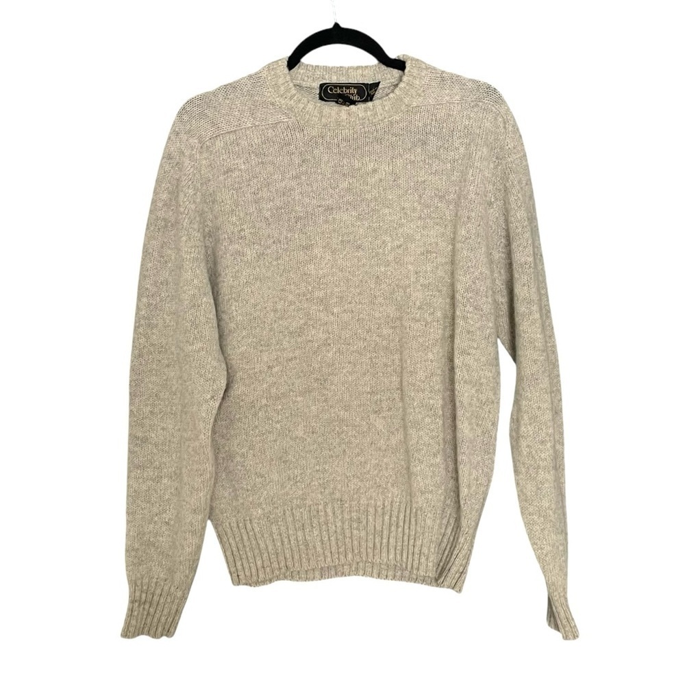 CELEBRITY CLUB Wool Crew Neck Long Sleeve Sweater Oatmeal Grey Cream XL